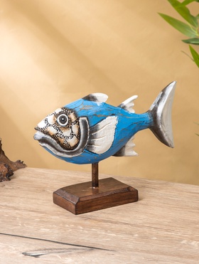 Сувенир «Рыба», 25×7×18 см, дерево, бирюзовый