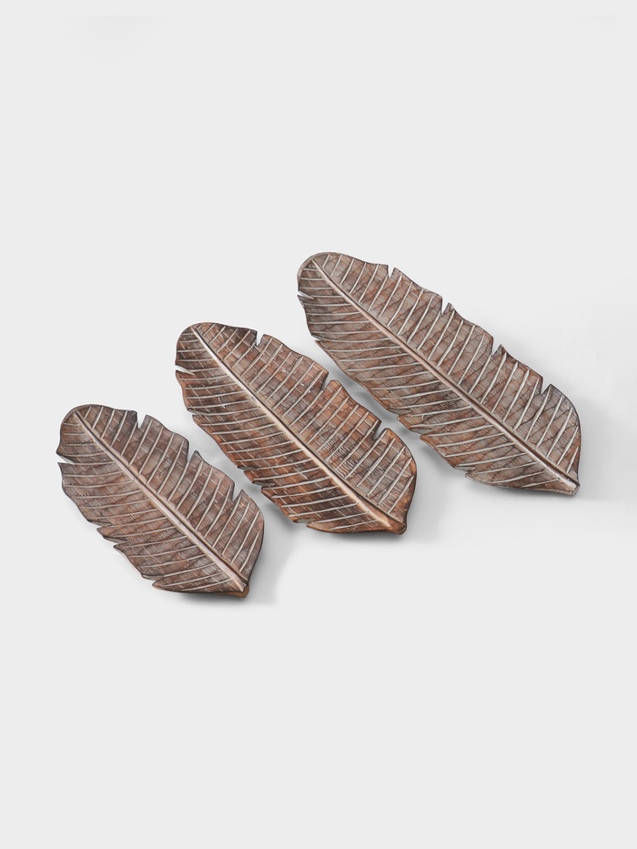 Набор блюд «Листья тропические», 60 см, 50 см, 40 см, дерево, коричневый - Фото 1