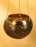 Подсвечник подвесной из кокоса, 14×14×10 см, чёрно-золотой 10616071 - фото 16792091