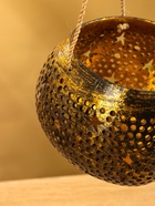 Подсвечник подвесной из кокоса, 14×14×10 см, чёрно-золотой 10616071 - фото 16792093