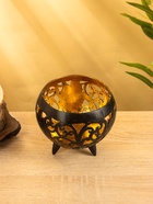 Подсвечник из кокоса, 15×15×13 см, коричнево-золотой 10616084 - фото 16792137