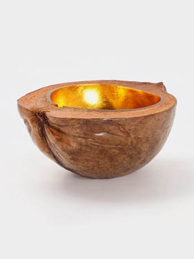 Чаша из кокоса, 15.5×21×7 см, коричнево-золотая