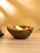 Чаша из кокоса, 15.5×21×7 см, коричнево-золотая - Фото 3