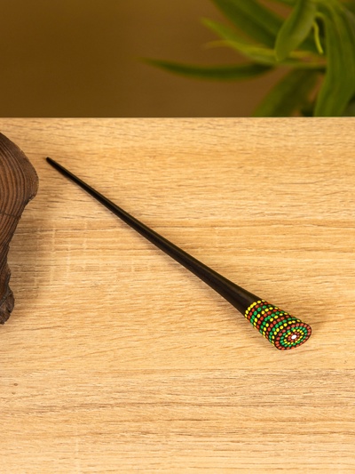 Шпилька для волос «Цветок», 17 см, дерево албезия, коричневая, разноцветная