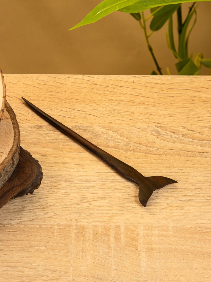 Шпилька для волос «Хвост русалки», 18×3 см, дерево Соно, тёмно-коричневая - Фото 1