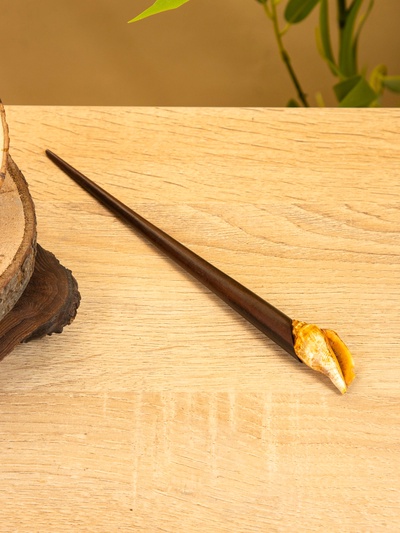 Шпилька для волос «Ракушка», 20 см, дерево Соно, тёмно-коричневая