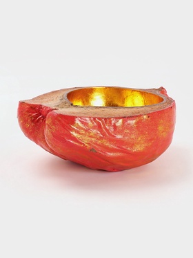 Чаша из кокоса, 24×22×10 см, красно-золотая