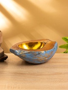 Чаша из кокоса, 22.5×25×10 см, сине-золотая - Фото 3