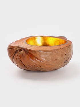 Чаша из кокоса, 22×24.5×9 см, коричнево-золотая