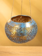 Подсвечник подвесной из кокоса, 16×16×11 см, голубой, золотой 10896531 - фото 16771961
