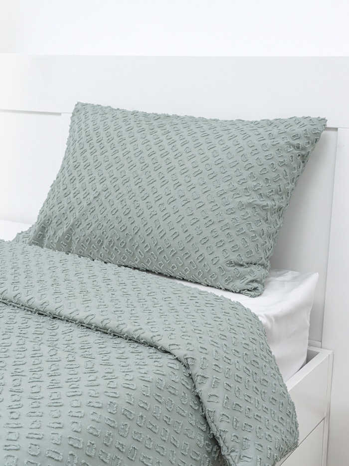 ПК LoveLife Tufting 2сп "Квадрат" 175*215см,50*70см-2шт, цв.зеленый, 110 г/м2 - Фото 1