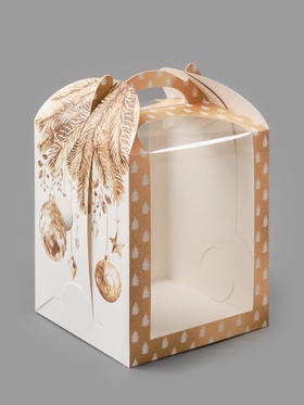 Складная коробка под маленький торт «Новый год: Золотые шары», 15?15?18 см (комплект 5 шт)