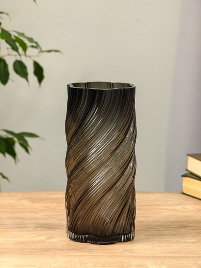 Ваза «Бриджит», 24×11 см, стекло, серая