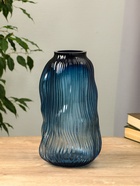 Ваза «Ванесса», линии, 29.5×15 см, стекло, синяя - Фото 1