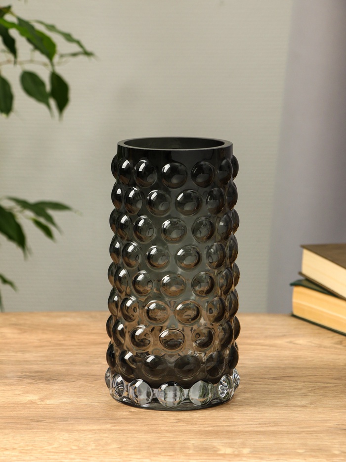 Ваза «Валери», шарики, 23×11 см, стекло, серая - Фото 1