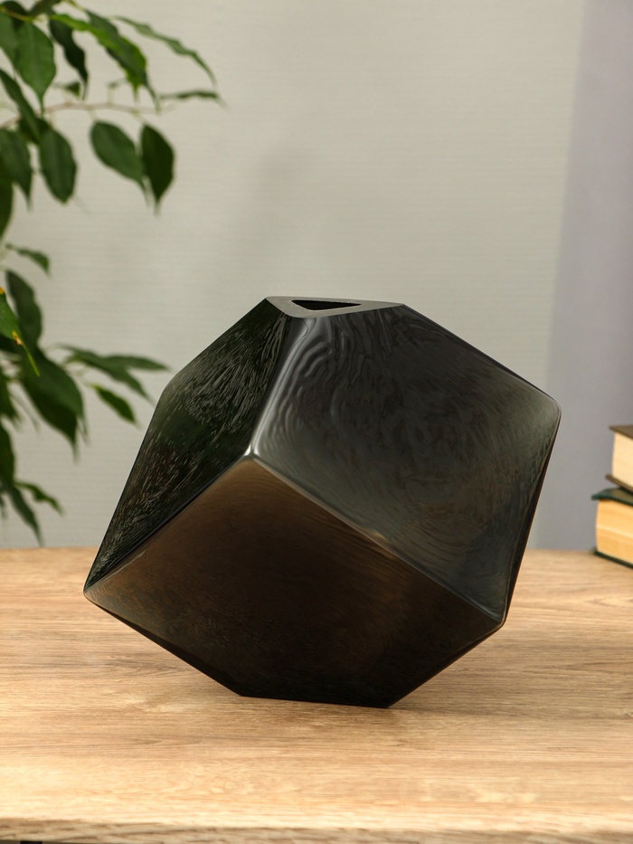 Ваза для цветов «Джуди», 21×21 см, стекло, чёрная