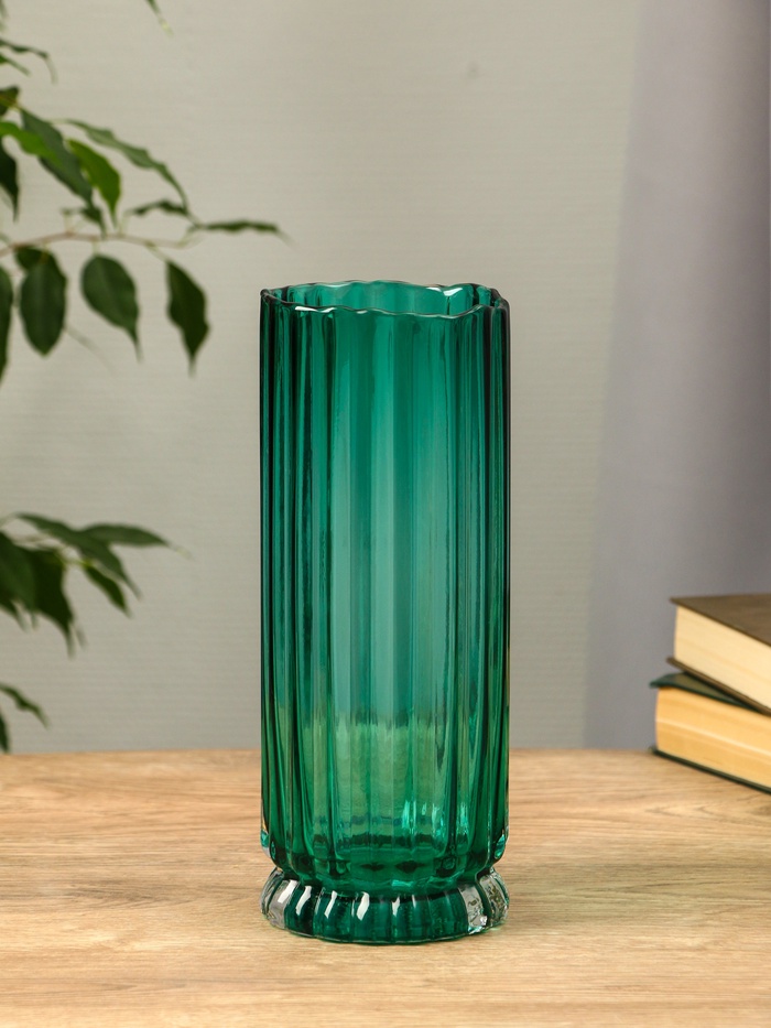 Ваза «Верена», 25.5×10 см, стекло, зелёная - Фото 1
