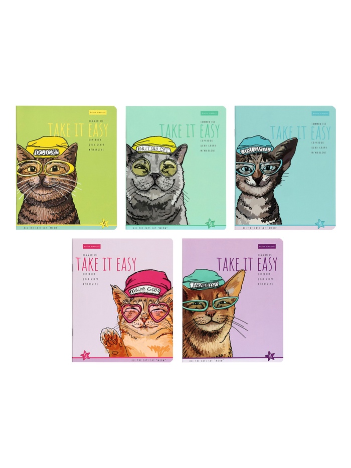 Тетрадь Альт «EASY LIFE.КОТЫ», 48 листов, в клетку, МИКС - Фото 1