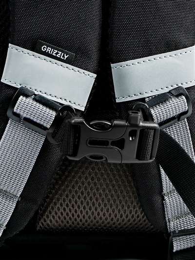 Ранец школьный Grizzly, RAm-584 33×25×13, мешок для обуви, черный