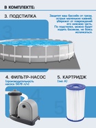 УЦЕНКА Бассейн каркасный INTEX Prism Frame 26756NP, 610×132 см, фильтр-насос, лестница, тент, подстилка, круглый - Фото 3