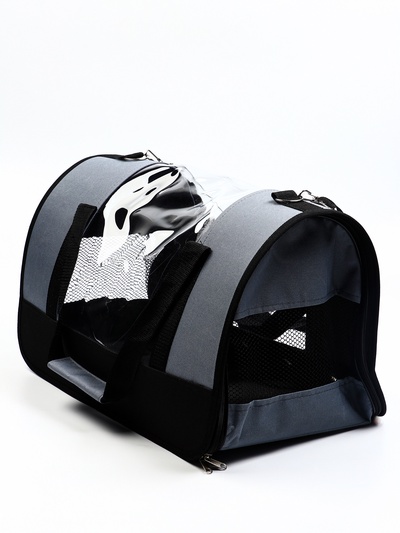 УЦЕНКА Сумка-переноска с окном «Панорамная», 46×28.5×30 см, серая