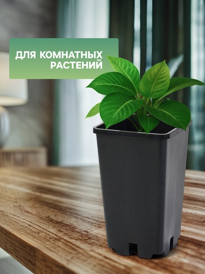 Горшок для рассады, 2 л, 12×12×17 см, пластик, чёрный