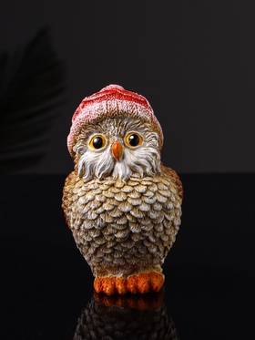 Фигурка полистоун «Сова в шапочке», 11×6×7 см