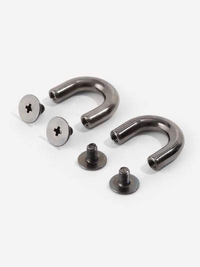 Крепления для ручек на сумку, металлические, 1.8×1.5×0.5 см, 2 шт., 4 винта, цвет чёрный никель