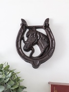 Дверной молоток для входной двери «Конь в подкове», чугун, 12×2×15 см - Фото 1