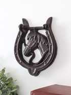 Дверной молоток для входной двери «Конь в подкове», чугун, 12×2×15 см - Фото 2