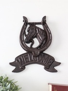 Дверной молоток для входной двери «Конь в подкове - Welcome», чугун, 18×2×21 см - Фото 1