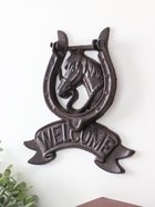 Дверной молоток для входной двери «Конь в подкове - Welcome», чугун, 18×2×21 см - Фото 2