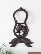 Дверной молоток для входной двери «Конь в подкове - Welcome», чугун, 18×2×21 см - Фото 4