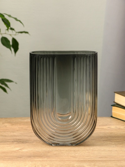 Ваза «Айрис», 23.5×17×7 см, стекло, серая