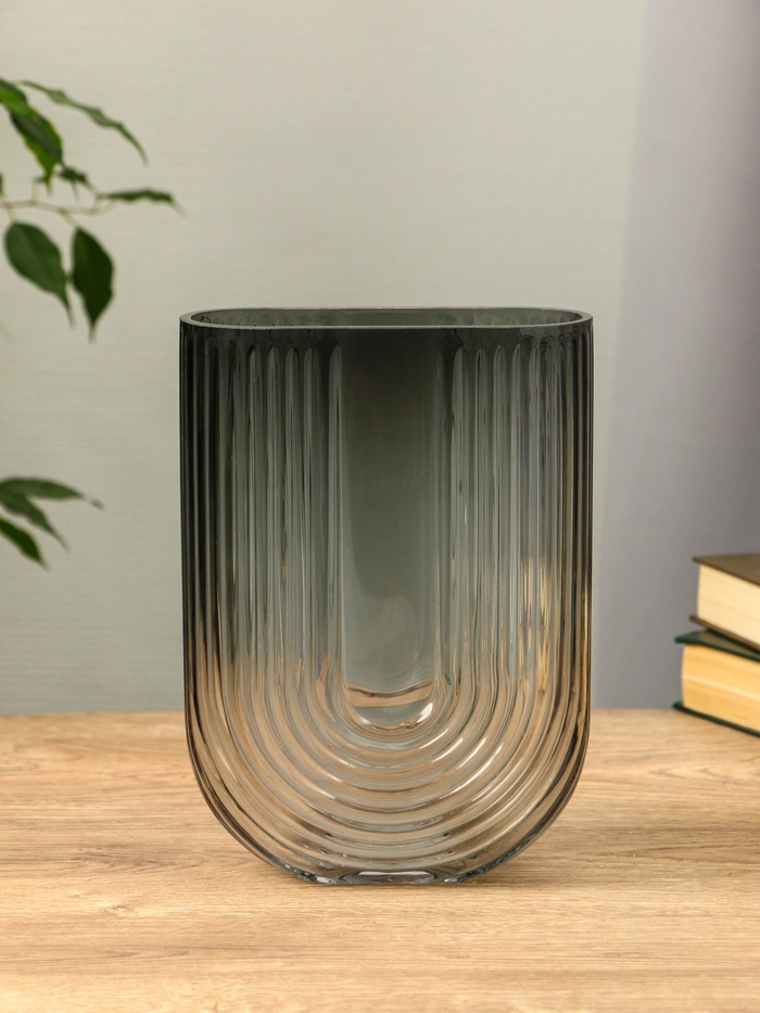 Ваза «Айрис», 23.5×17×7 см, стекло, серая - Фото 1