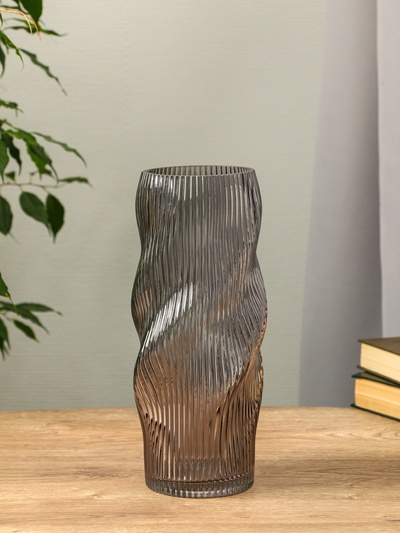 Ваза «Венди», 29×12×10 см, стекло, серая