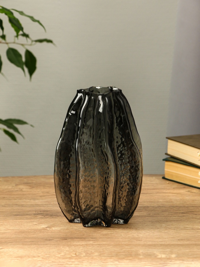 Ваза «Кэли», 21×12×6 см, стекло, серая - Фото 1