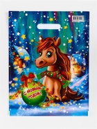 Пакет подарочный новогодний «Лошадка», полиэтиленовый с вырубной ручкой, 31×40 см, 60 мкм - Фото 3