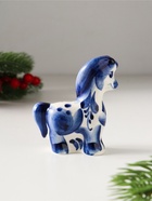 Фигурка фарфор «Лошадь Грива», 7.5×6.5×2.5 см, гжель - Фото 4