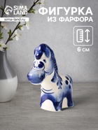 Фигурка фарфор «Конь Глазастик», 6×6×2 см, гжель - Фото 1
