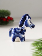 Фигурка фарфор «Конь Глазастик», 6?6?2 см, гжель (комплект 2 шт) - фото 54803987