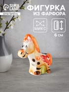 Фигурка фарфор «Конь Глазастик», 6×6×2 см, гжель, цветная, МИКС - Фото 1