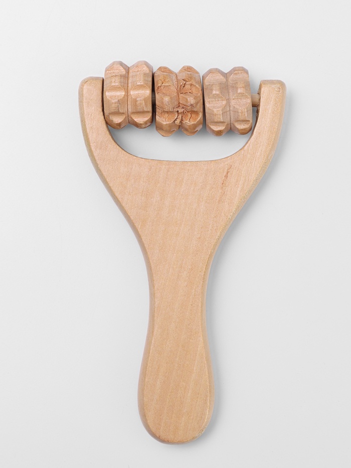 УЦЕНКА Массажёр дерево универс Барабан 3 рол 14,5*8*3см шильд ОТ - Фото 1