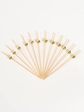 Шпажки деревянные «Жемчужина», 12 см, набор 12 шт., золотые