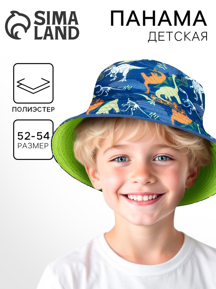 Панама детская для мальчика «Динозавр», р-р. 54 см