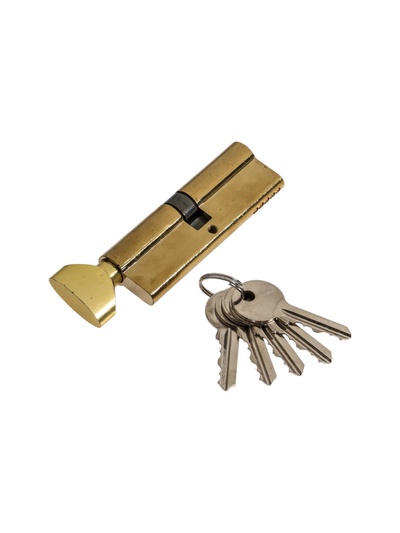 Цилиндровый механизм, 90 мм, с вертушкой, английский ключ, 5 ключей, цвет золото
