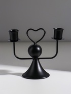 Подсвечник на 2 свечи «Сердечко», d=2.5 см, чёрный, 14×7×12 см - Фото 1