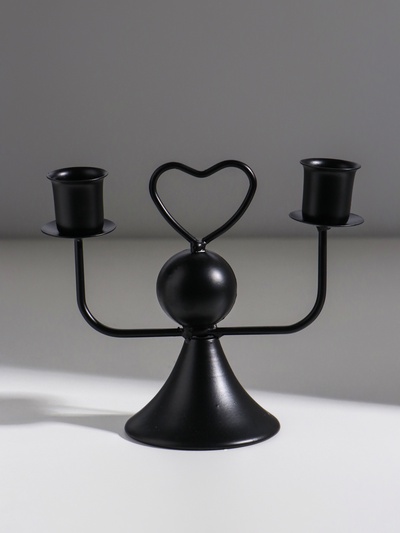 Подсвечник на 2 свечи «Сердечко», d=2.5 см, чёрный, 14×7×12 см