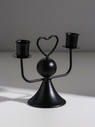 Подсвечник на 2 свечи «Сердечко», d=2.5 см, чёрный, 14×7×12 см - Фото 2