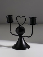 Подсвечник на 2 свечи «Сердечко», d=2.5 см, чёрный, 14×7×12 см - Фото 3